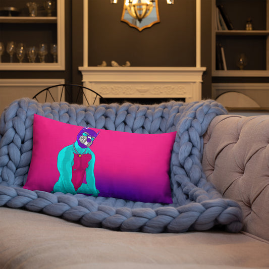 Festflower / pup throw pillow featuring original Smutpop artwork