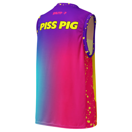 Piss Pig basketball jersey featuring original Smutpop artwork