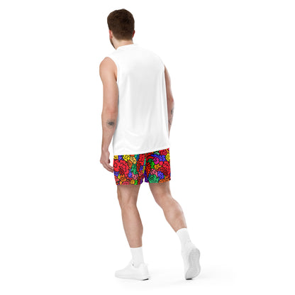 floral mesh shorts featuring original Smutpop artwork