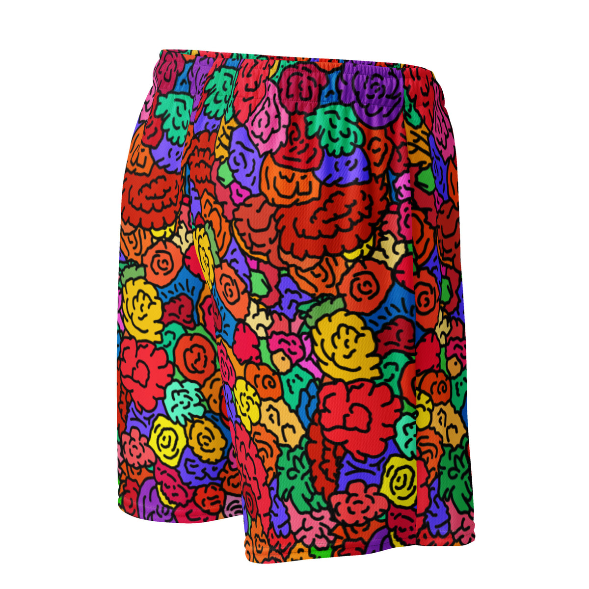 floral mesh shorts featuring original Smutpop artwork