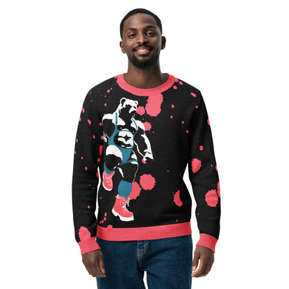 Rage Bear - Knitted crew neck sweater featuring original Smutpop artwork