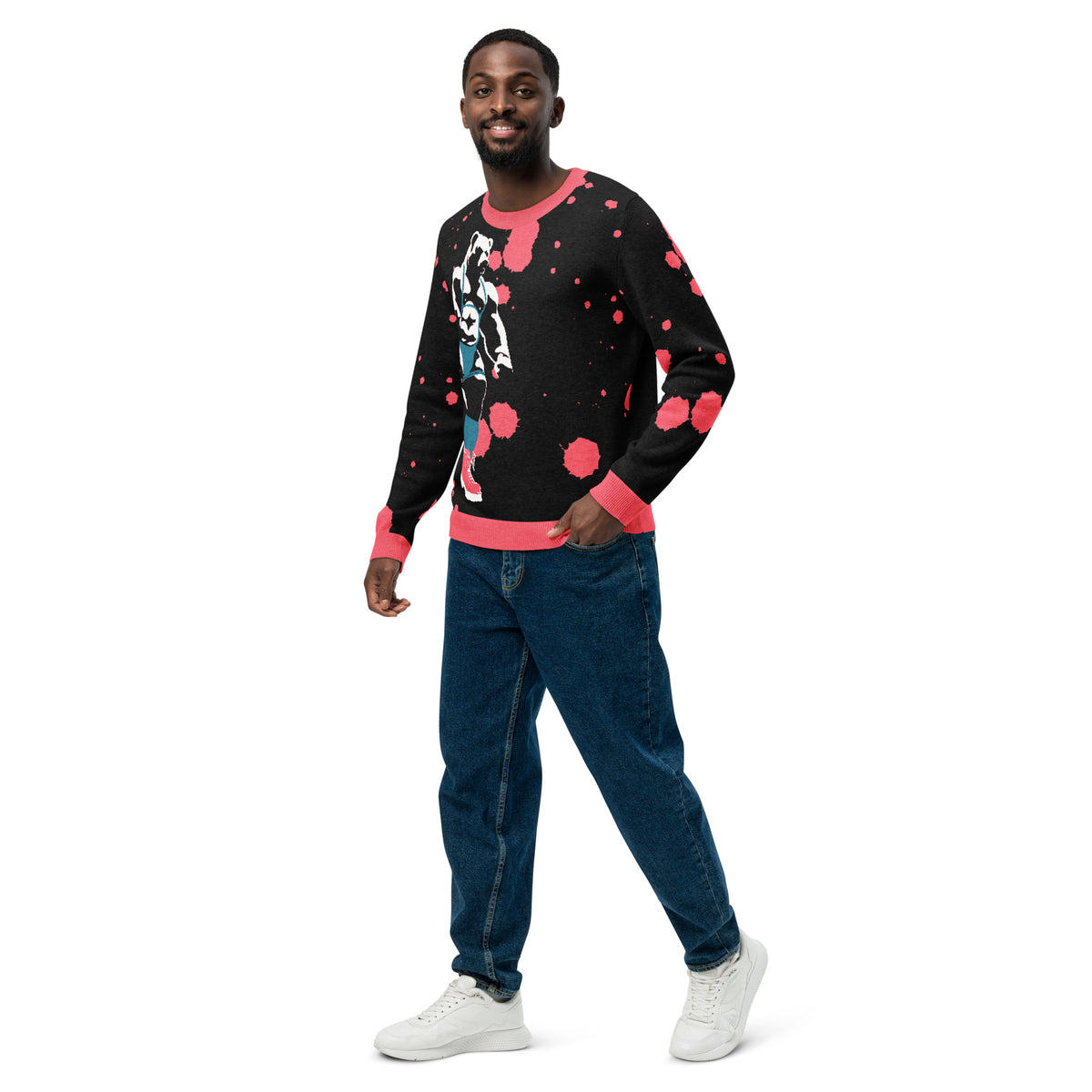 Rage Bear - Knitted crew neck sweater featuring original Smutpop artwork