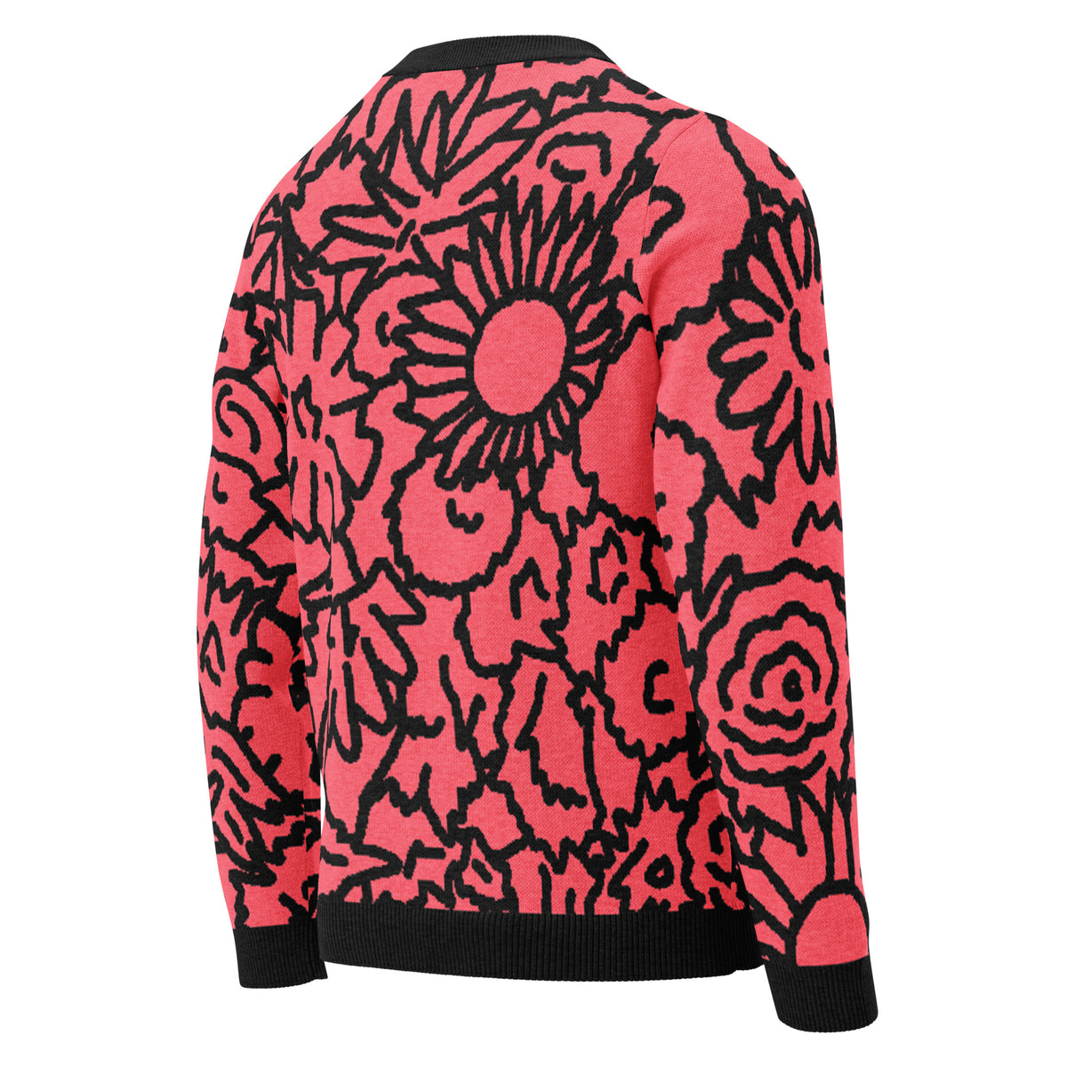 Flower Knitted crew neck sweater featuring original Smutpop artwork