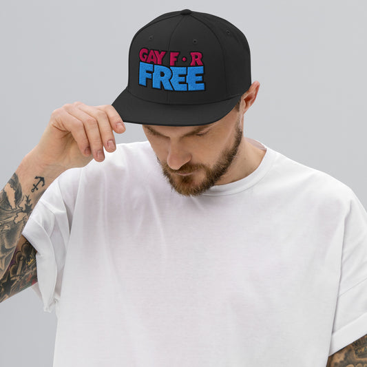 Gay For Free - Embroidered Snapback Hat featuring original Smutpop artwork