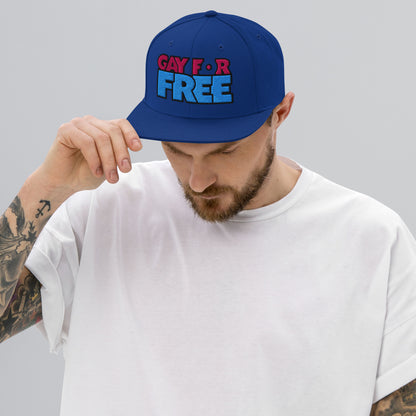 Gay For Free - Embroidered Snapback Hat featuring original Smutpop artwork