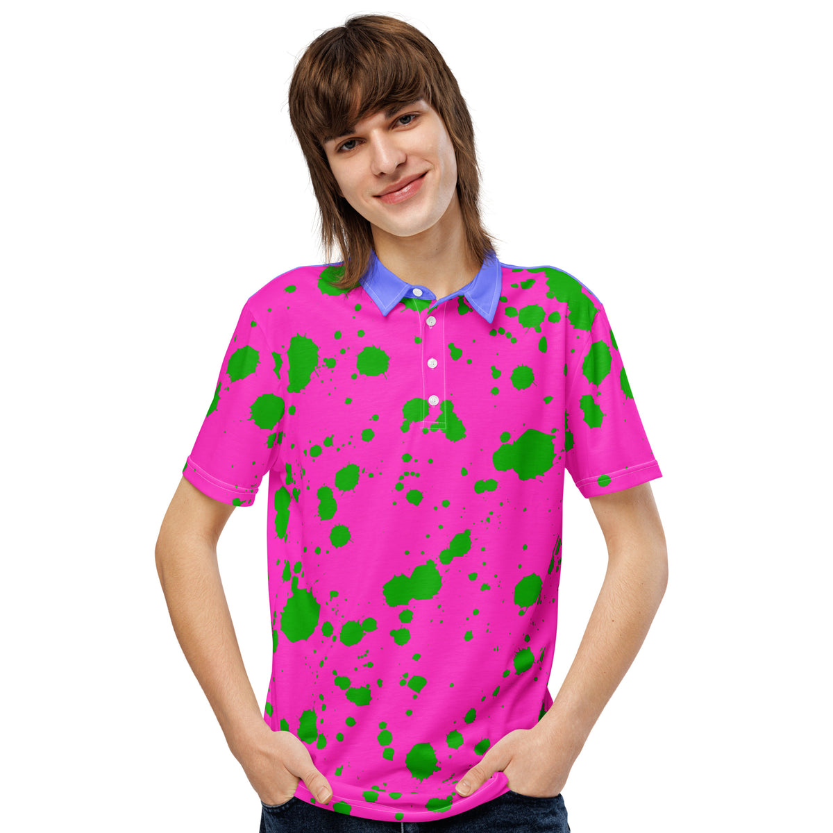 Splatter slim fit polo featuring original Smutpop artwork