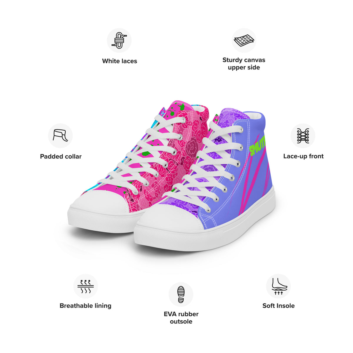 Rage Ready high top canvas shoes featuring original Smutpop artwork