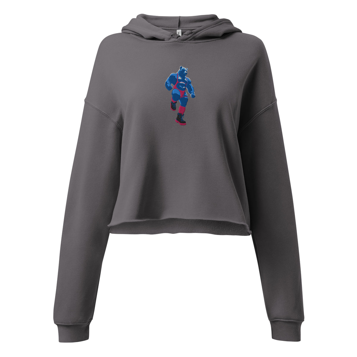 Rage Bear Embroidered Crop Hoodie featuring original Smutpop artwork